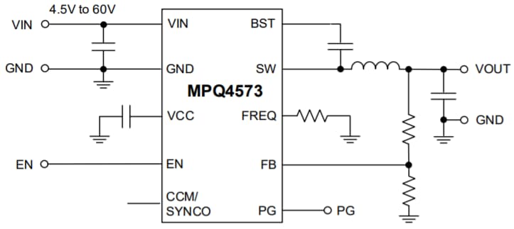 Application Circuit Diagram - Monolithic Power Systems (MPS) MPQ4573 Switching Converters Application Circuit Diagram - Monolithic Power Systems (MPS) MPQ4573 Switching Converters